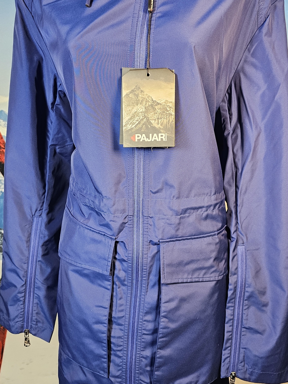 Pajar Dew Long Rain Jacket Women XL Sapphire Hooded NWT